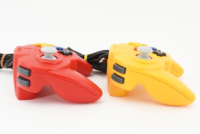 Lot 2 Nintendo 64 N64 Hori Pad Mini Controller Red Yellow
