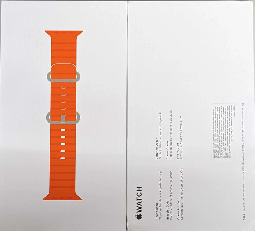 Genuine Apple Watch Band Ocean Band (49mm) - Orange One Size (Fits 130- 200mm)