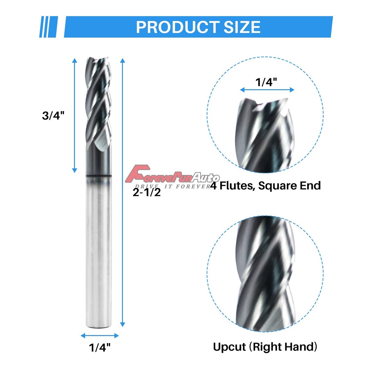 5 Pack 1/4 X 3/4 X 2-1/2 Ball Nose Solid Carbide End Mills – 4 Flute, AlTiN Coated – Wfyb