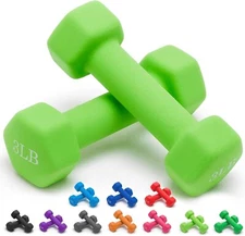 Set of 2 Neoprene Dumbbells Hand Weights Pair Dumbbells 2x 3LB Dumbbells, Green