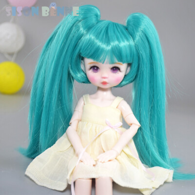 Fashion Straight With 2 Ponytail Hair Doll BJD 1/6 Cute Mini Dress
