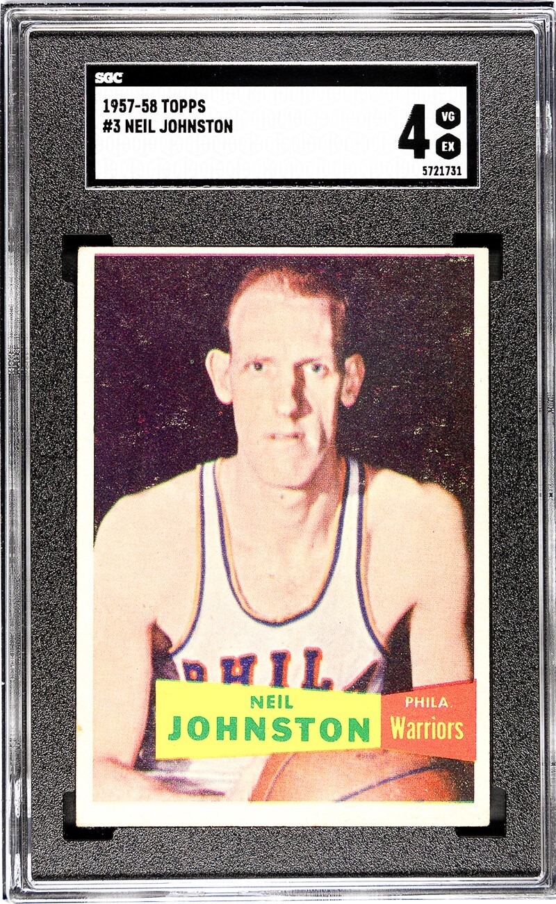 1957-58 Topps Neil Johnston sgc 4 rookie Hall of Fame