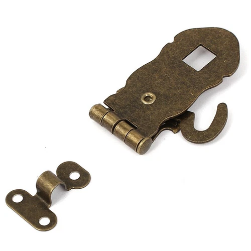 2x Rustikales Kofferschloss Truhe Kastenverschluss Haspelriegel Vintage Stil Bronzefarben HEISS - Bild 5 von 11