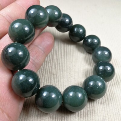 18MM Certified Natural Hetian Jade Beads Bracelet Jadeite Jade Beads Bracelet
