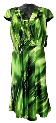 NWT $139 ALEX MARIE "Ellie" Dress Size 8 Fit Flare Ruffle Rosemary/Dill  Green | eBay