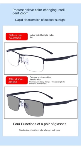 Transition Reading Glasses Photochromic Blue Light Blocking Near Far Multifocal - Picture 19 of 27