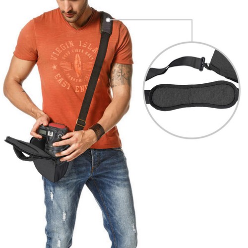 Men's DSLR Camera Bag Women Small Shoulder Messenger Black Gray For Nikon Canon - Picture 4 of 50