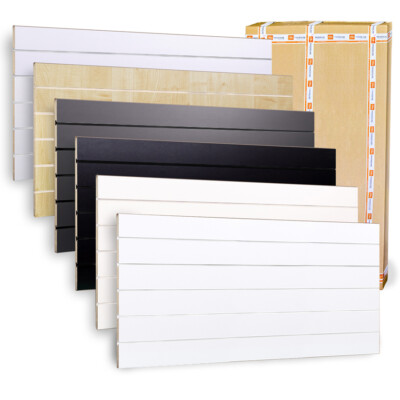 Lamellenwand Slatwall MDF Paneele inkl. 5 Kunststoffschienen 200x90 cm
