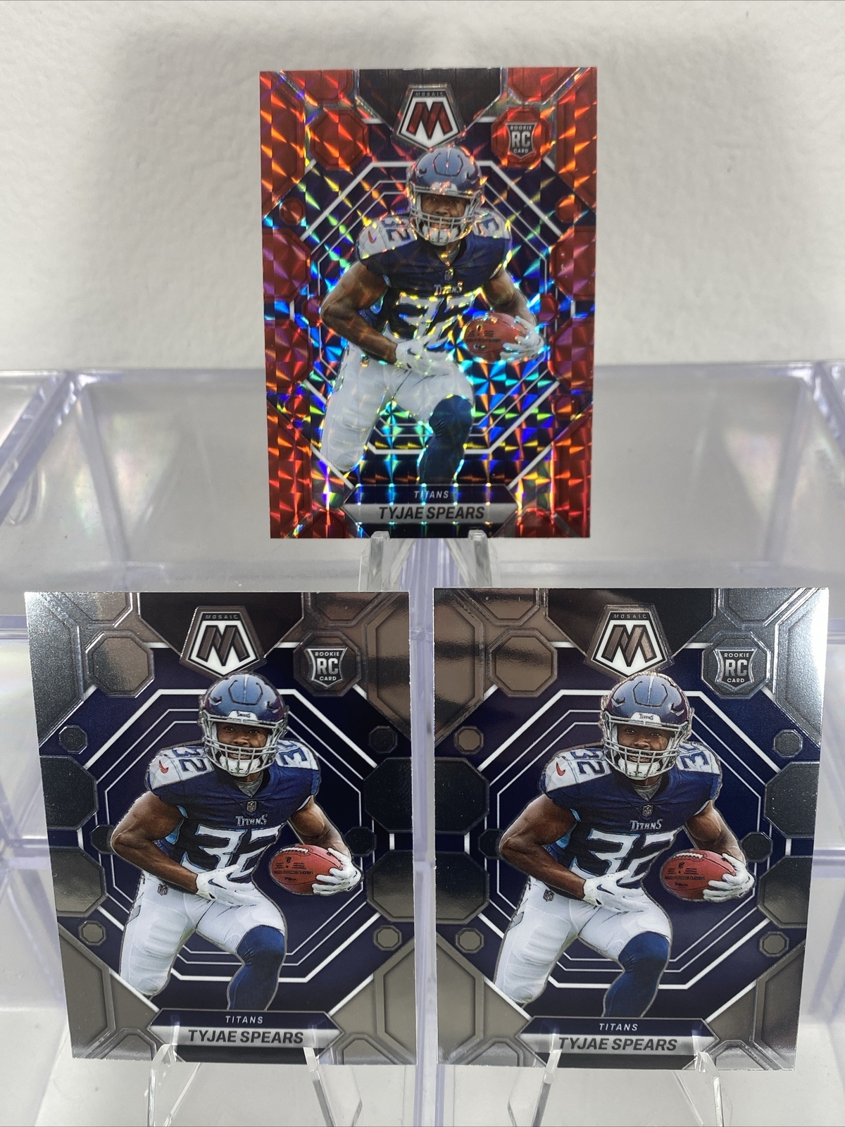 2023 Mosaic TYJAE SPEARS Red Mosaic Prizm Rookie RC + 2 Base #369 Titans