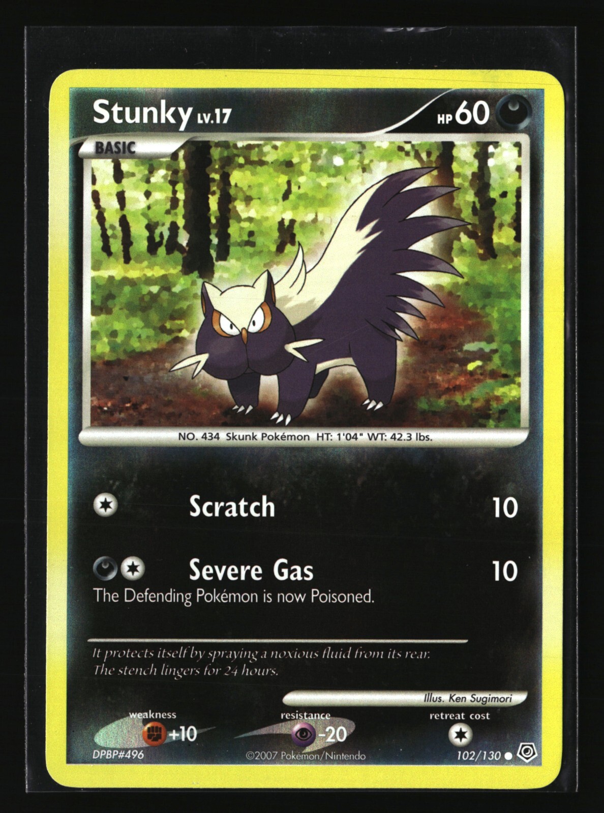 Pokemon STUNKY 102/130 Reverse Holo (2007 Diamond and Pearl) LP/Light Play