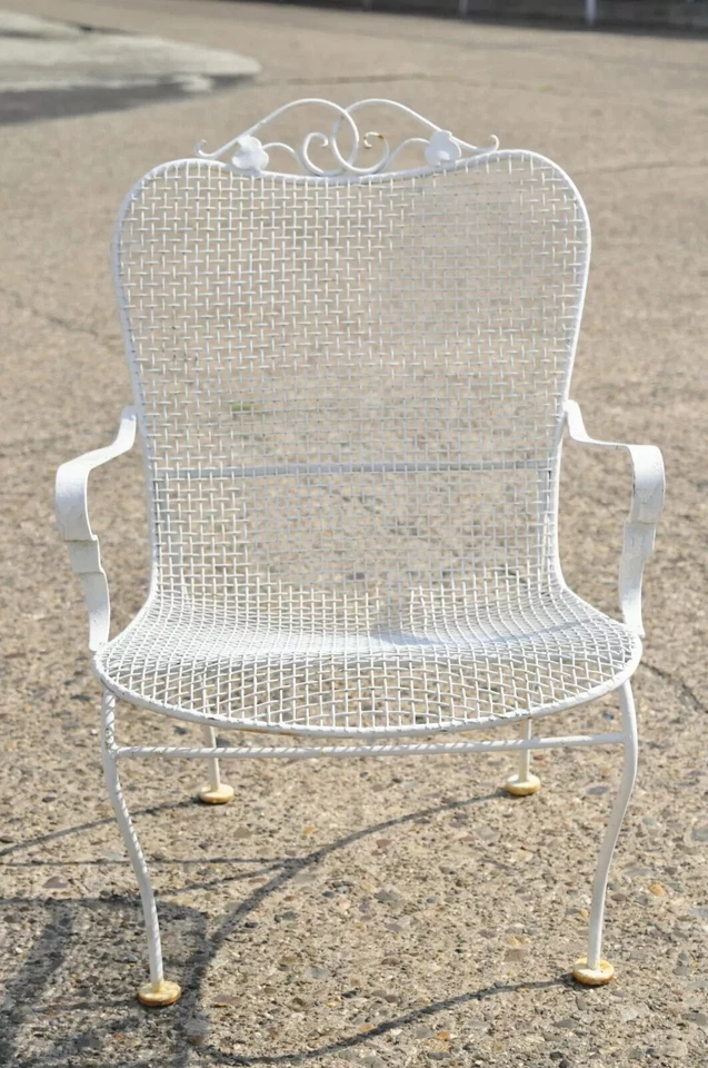 Sillón de comedor de patio de hierro moderno de mediados de siglo con escultura Russell Woodard vintage Foto 2 de 4
