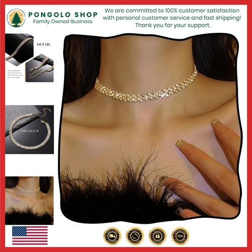 Rhinestone Crystal Choker Necklaces - Chic Sparkly Jewelry for Every Occasion