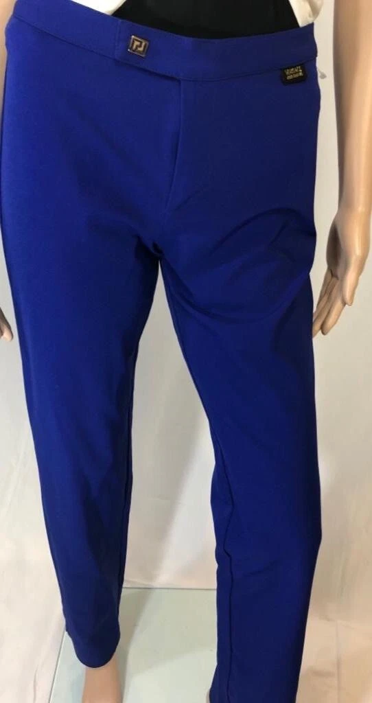 Versace Jeans donna abito pantalone blu vita alta gamba skinny cerniera 28