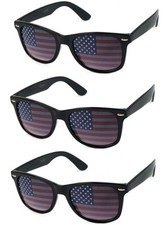 3 PAIRS American USA US Flag Sunglasses BLACK Patriotic United States Stars Nerd
