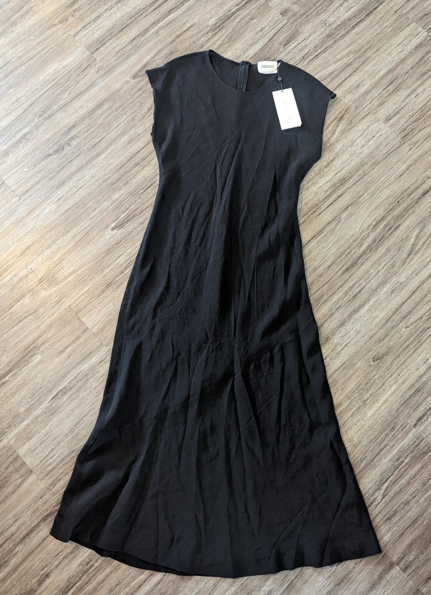 Massimo Dutti Limited Edition Women's Black Midi Linen Shift