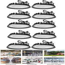 200W UFO LED High Bay Light - 10 Pack, Ideal for Factories/Gyms/Barns/Warehouses