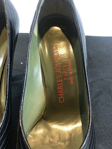 CHARLES JOURDAN PARIS Women's Black Leather Closed Toe High Heels Size 5 1/2B - Picture 9 of 11