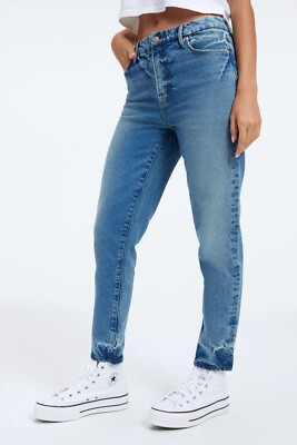 Good American Women's The Weekender Relaxed Fit Straight Leg Indigo339 Jeans