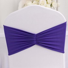 5 Purple Spandex Ruffled CHAIR SASHES Wedding Party Home Decorations