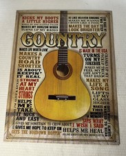 Country Music Made in America Acoustic Guitar Metal Tin Sign 12.5x16โ
