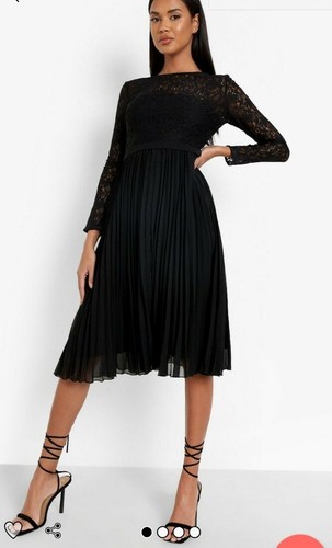BNWT Boohoo Ladies Lace Pleated Midi 