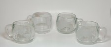 NESCAFE Etched Glass Mugs and Creamer World Globe Map 3 Mugs, 1 Creamer