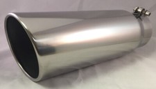 Stainless Steel Diesel Exhaust Tip 4 Inlet 5 Outlet 18 Long Angled Rolled End Stainless Steel Diesel Exhaust Tip 4 Inlet 5 Outlet 18 Long Angled Rolled End