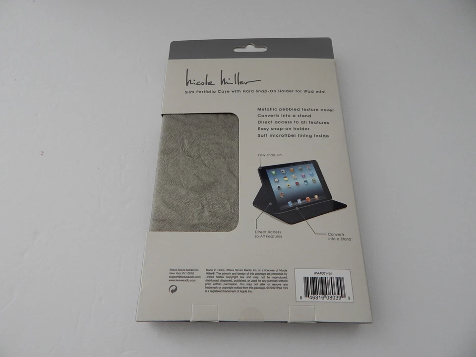 Nicole Miller Slim PortFolio Case & Stand for iPad Mini Mini2 Mini3 Silver/Black - Image 2 of 4