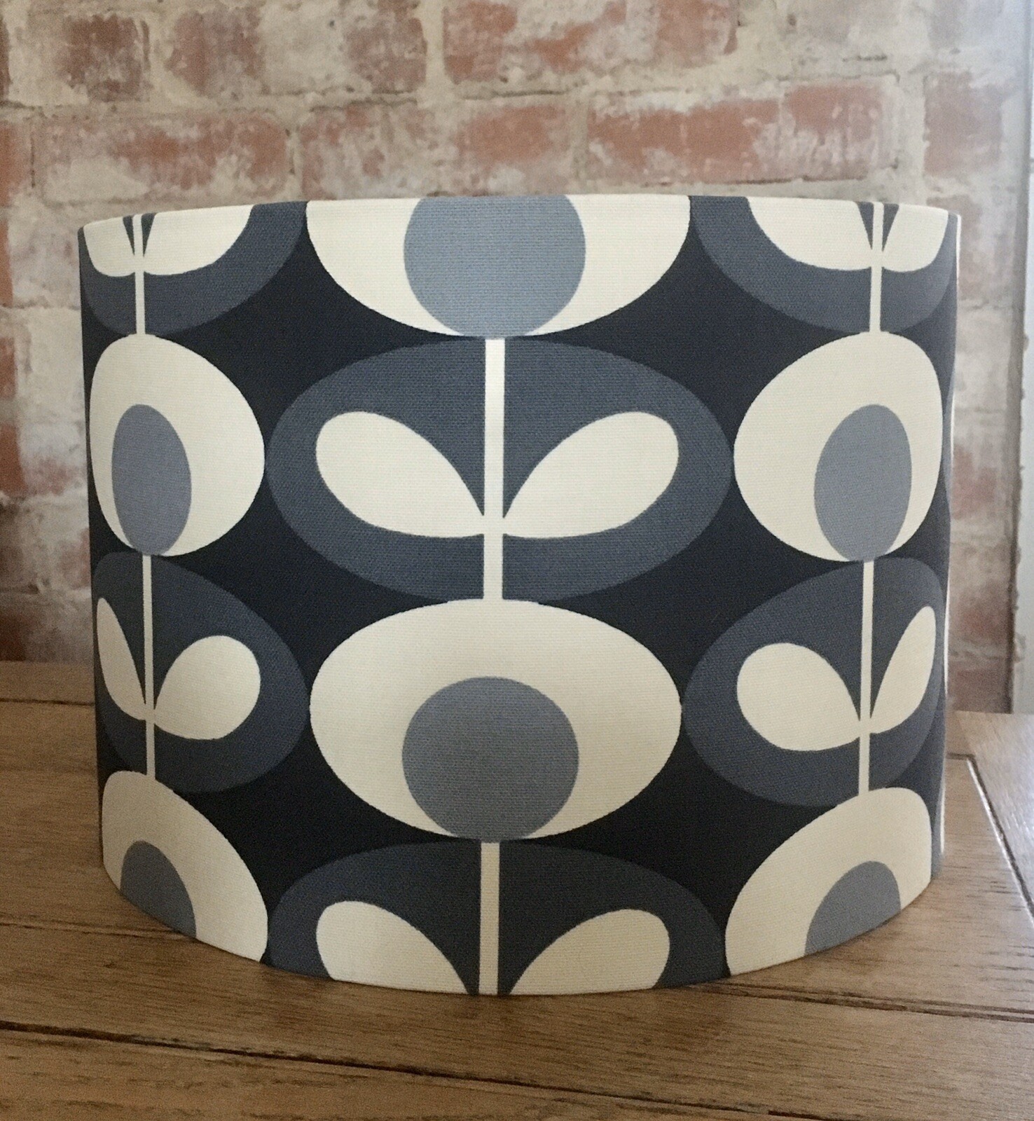 Orla Kiely Lampshade Grey Cream Oval Flower Ceiling Pendant Table Lamp