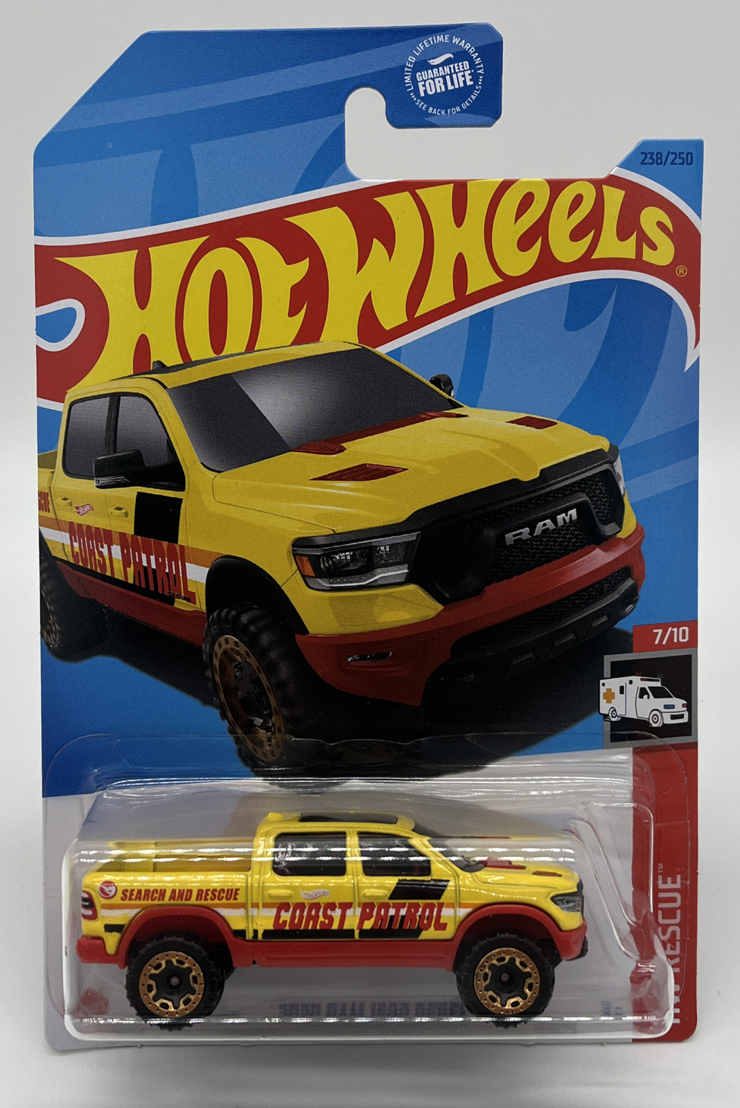 Hot Wheels 2023 Treasure Hunt Coastal Rescue Yellow 2020 RAM 1500 REBEL #238/250