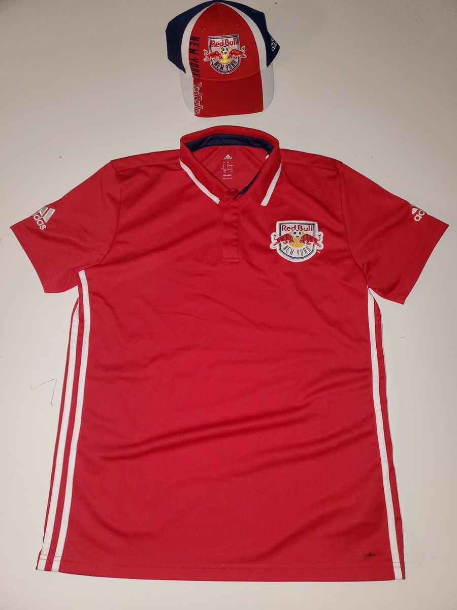 adidas CLIMLITE レッド ポロシャツ L NEW YORK RED BULLS MLS ADIDAS CLIMALITE MENS L RED POLO