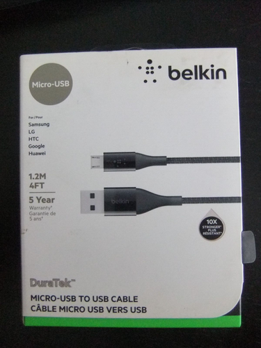 Belkin DuraTek Micro-USB to USB 1.2M/ 4FT Charging & Data Sync Cable Black A4.10 - 第 1/2 張圖片