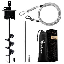 Heavy Duty Dog Tie Out Cable  Stake for Outside,10FT 17IN STAKE 10FT CABLE