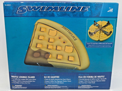 Swimline Waffle Lounge Island Inflatable Pool Float 82'' x 61'' 2 Cup Holders