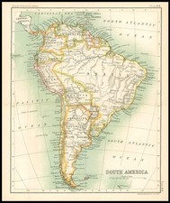 c1912 Original Antique Map of SOUTH AMERICA Chart Regions (BS68)