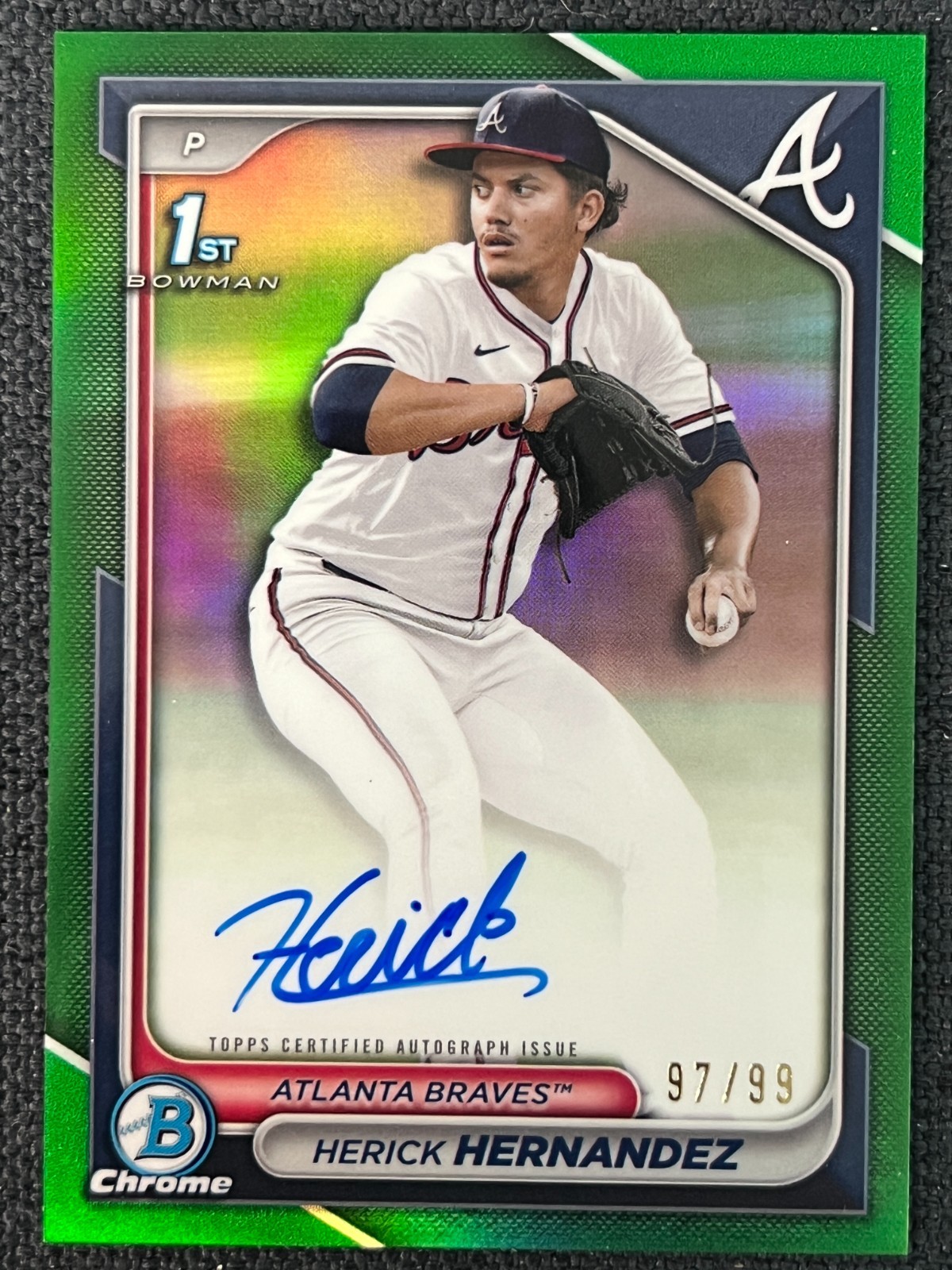 2024 Topps Bowman Chrome Green #CPA-HH Herick Hernandez 1st Auto 97/99 Braves