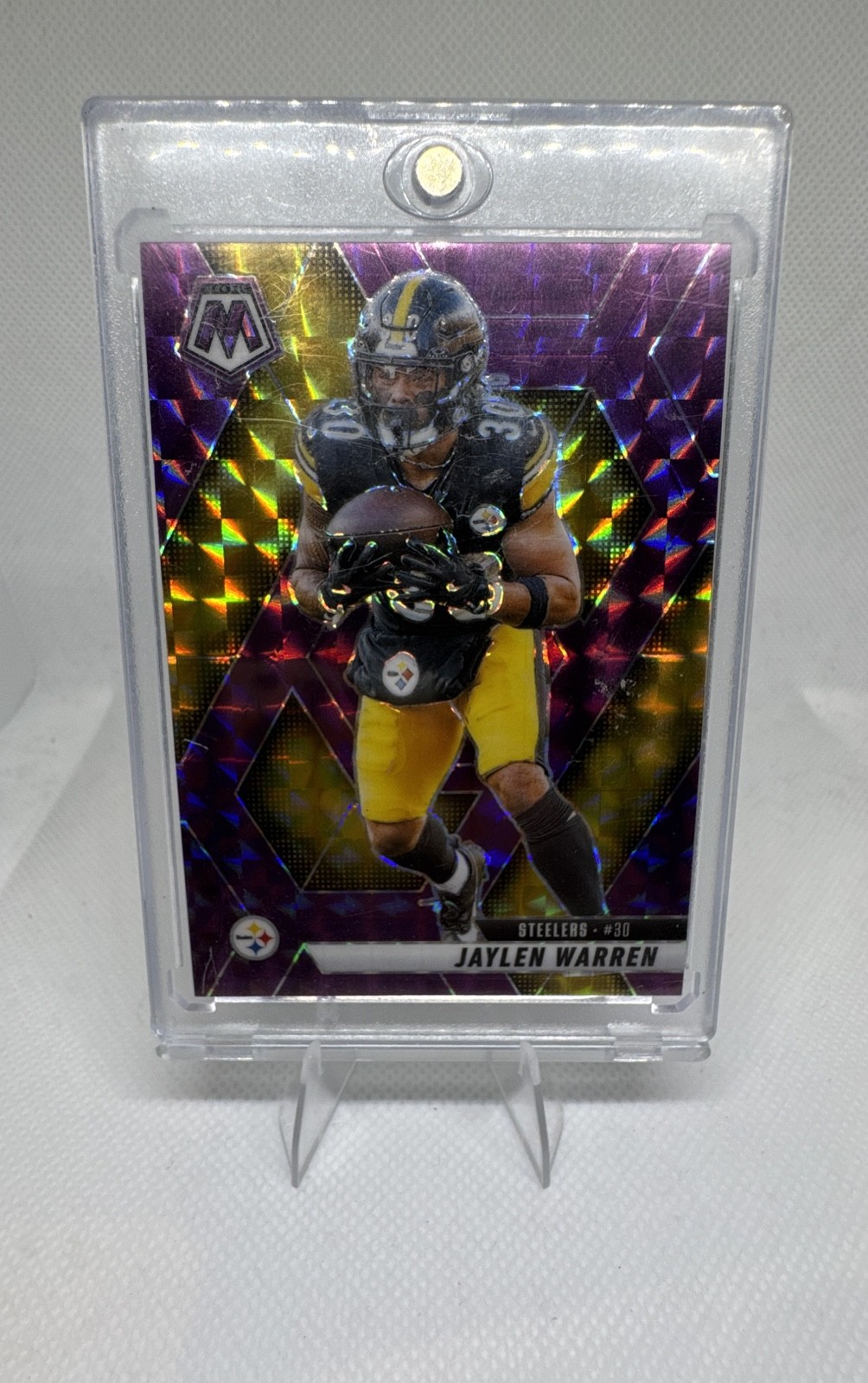 2025 Panini Mosaic - Jaylen Warren #144 Purple Mosaic Prizm /49