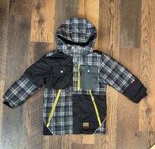 Obermeyer Boys I-Grow Winter Ski Jacket Plaid with Yellow Zippers 7