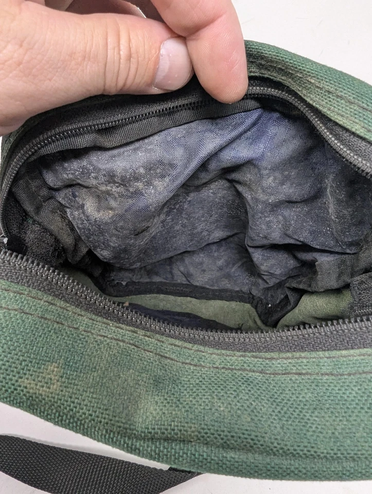 Bolso Bandolera Vintage Jansport Cuero Lona Verde Pequeño Hecho en EE. UU. Foto 4 de 4