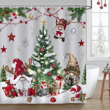 Winter Holiday Gnomes Shower Curtain, 72x72 Inch Waterproof Bathroom Decor