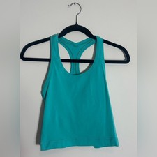 Lululemon Viridiana Green Cropped Racerback Tank Excellent Condition