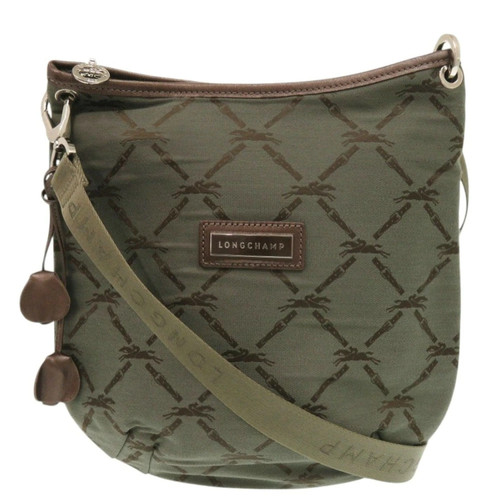 Excellent condition LONGCHAMP Cotton Khaki Shoulder Bag 0011