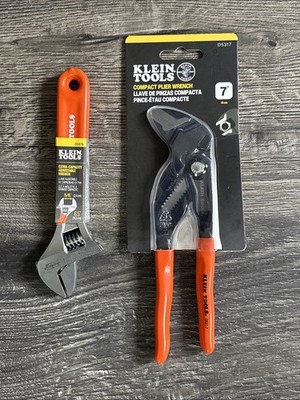 Klein Tools 05076 6.5  Adjustable Wrench & D5317 Compact Plier Wrench