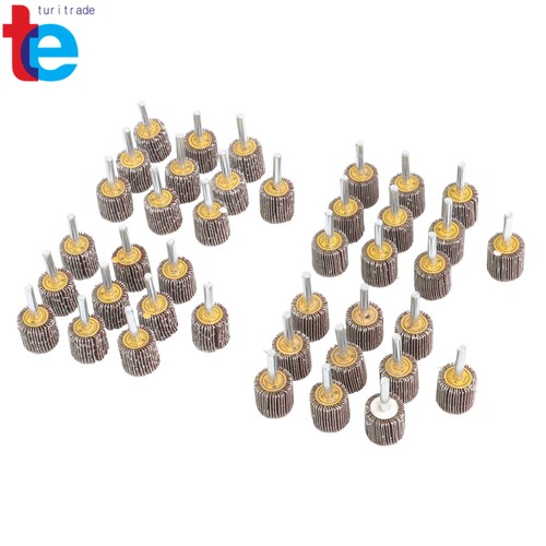 Confezione 40 Ruote Flap Montate su Gambo 1" x 1" x 1/4" Grana 60/80/120/240 - Foto 1 di 14