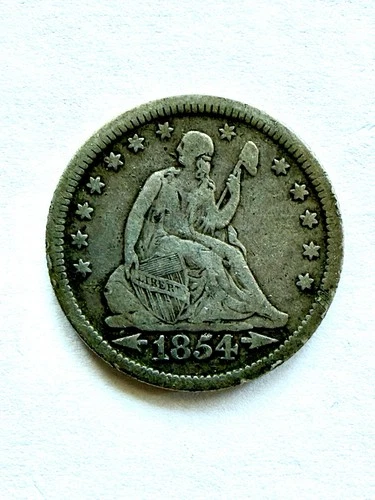 USA Seated Liberty Quarter-No motto fine.  0.900 Silver.