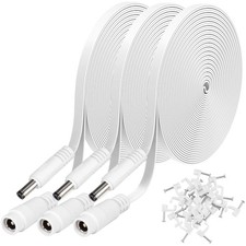 3 PCS 20ft/6m DC Power Extension Cable 2.1x5.5mm For 12V CCTV IP Camera White