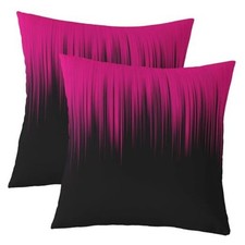 Set of 2 Black Decorative Pillow Covers 16" x 16" Pack of 2 Black Hot Pink