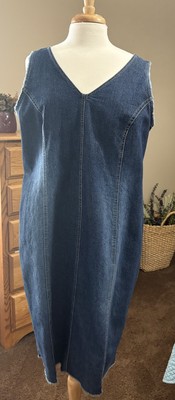Venezia Jeans Clothing Co. Denim Jean Dress Raw Edges, V- neck Size 16