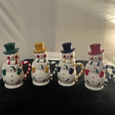 Temp-tations By Tara Christmas Holiday Snowman Hot Cocoa Set Of 4 Mugs With Lids