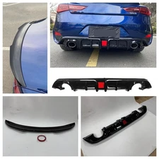 For 17-22 Infiniti Q60 Rear Diffuser Bumper W/Light & PSM Style Rear Spoiler